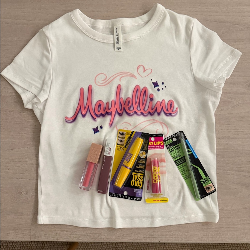 Maybelline White Tee with Pink Logo